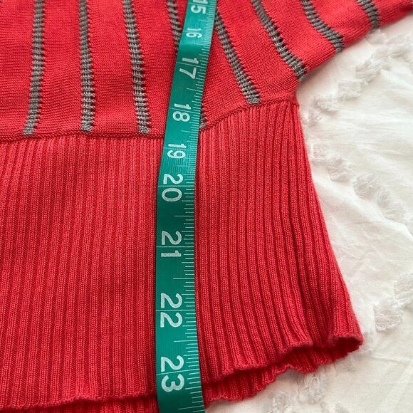 Double Zero Coral & Gray Striped Knit Top Women's Size Medium - Picture 9 of 10